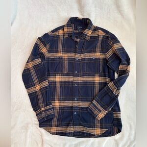 J. Crew Men's Blue and Tan Checkered Shirt